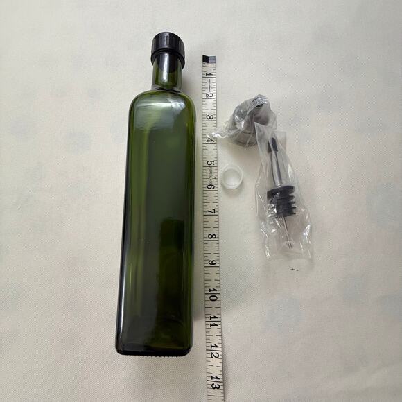Kitchen Green Glass Cruet Oil or Vinegar Bottle 16 oz - Picture 13 of 16